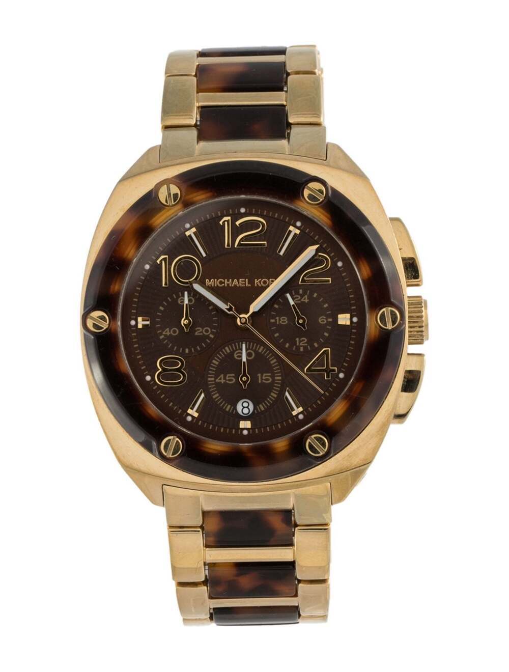 Michael Kors Chronograph Tortoise Acetate and Gold-Tone Stainless Steel Watch
